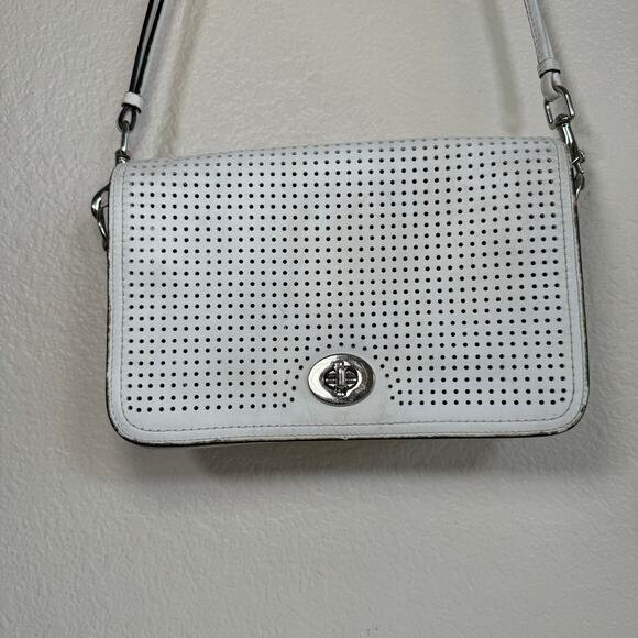 Coach Handbags - Coach Legacy Perforated 23404 Shoulder Bag Crossbody Purse Leather White